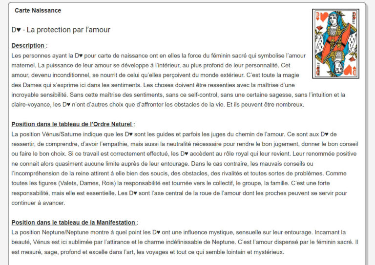 Description de la carte de naissance